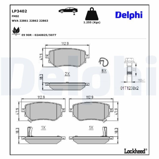 Bremseklosser DELPHI LP3402 Bremseklosser DELPHI LP3402