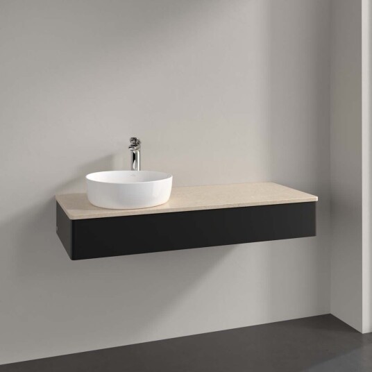 Villeroy & Boch Antao Servantskap med 1 skuff 120x50x19 cm m/lys Sort Matt/Crème Villeroy & Boch Antao Servantskap med 1 skuff 120x50x19 cm m/lys Sort Matt/Crème