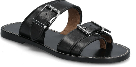Polo Ralph Lauren Buckle Detail Leather Slide Sandal Black 36