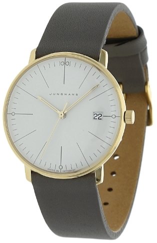 Junghans Dameklokke 47/7853.02 Max Bill Sølvfarget/Lær Ø32.7 mm