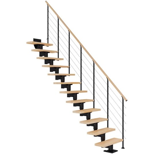 Dolle Cork Bøketrin Rett Trapp Svart Style6 Gelender 13