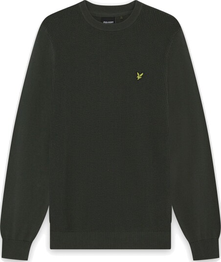 Lyle & Scott Panelled Waffle Crew Neck Jumper Grey XXL