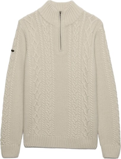 Superdry Jacob Cable Half Zip Knit   ECRU   L