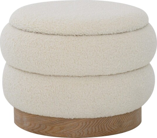 Selvaro puff med oppbevaring 50 cm rund Beige