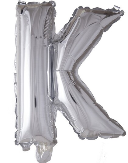 Bokstaven K   Sølvfarget JUMBO Folieballong 102 cm
