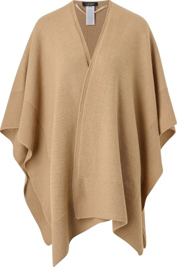 Lauren Ralph Lauren   Poncho Wool Blend Txt Edg Runa Pnc   Beige