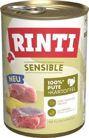 Rinti Våtfôr Sensible & Poteter Kalkun 24 X 400 G