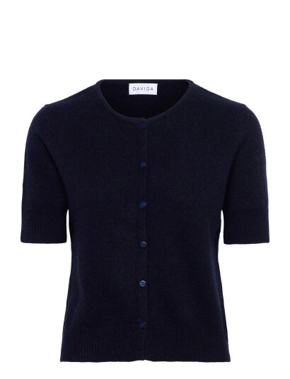 Davida Cashmere Short Sleeve Boxy Cardigan Navy M Davida Cashmere Short Sleeve Boxy Cardigan Navy M
