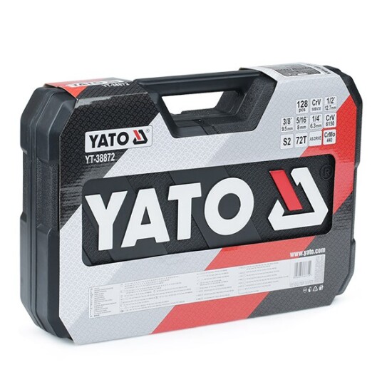 Yato Verktøysett 128 Deler Kromvanadiumstål Plastkoffert Yato Verktøysett 128 Deler Kromvanadiumstål Plastkoffert