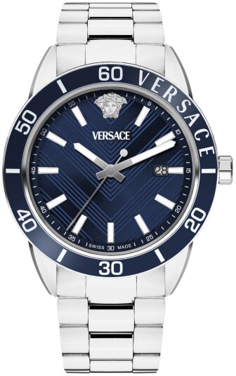 Versace Herreklokke VEYCA0424 Greca Blå/Stål Ø43 mm Versace Herreklokke VEYCA0424 Greca Blå/Stål Ø43 mm
