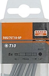 Bahco 1/4 Bits Tx10 70 Mm - 1/4"" Sekskant Din 3126 Og Iso 1173, Type C 6.3