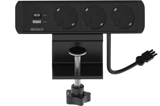 DELTACO OFFICE On-desk Outlet 3 outlets 1x21W A+C USB GST18 cable