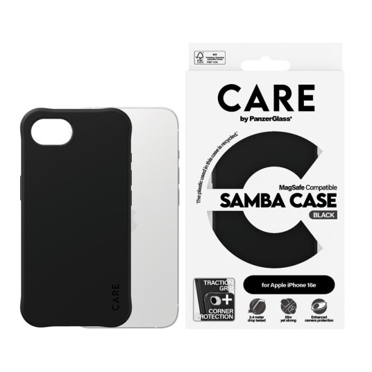 Care by PanzerGlass Samba MagSafe Mobildeksel Svart for iPhone 16e