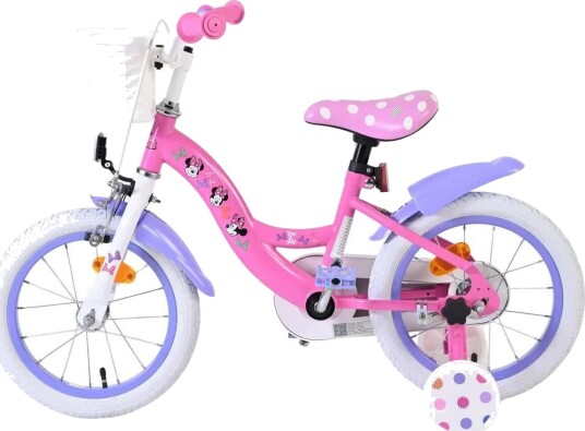 Volare Disney Minnie Barnesykkel 14" Med Avtakbare Støttehjul Rosa