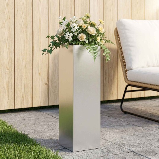 vidaXL Hageblomsterpotte Sølv 20 x 20 x 75 cm Rustfritt stål