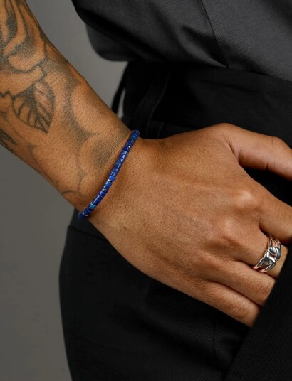 Nialaya Blue Lapis Heishi Bracelet Blue L