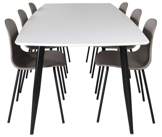 Venture Design Polar & Arctic spisegruppe Hvit/khaki 6 st stoler & bord 240 x 100 cm