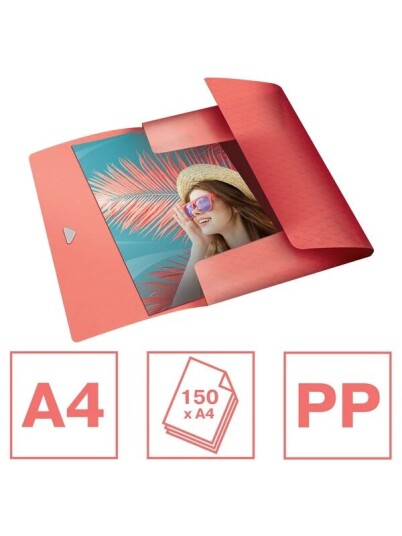 Esselte Colour'Breeze 3-Flap Folder PP Coral Esselte Colour'Breeze 3-Flap Folder PP Coral