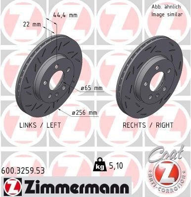Bremseskive ZIMMERMANN 600.3259.53 Bremseskive ZIMMERMANN 600.3259.53