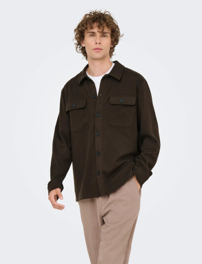 ONLY & SONS Onsnewkodyl Overshirt Sweat Noos - Brown - XS