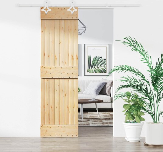 Skyvedør Naturlig og Hvit 70 x 210 cm Massiv Furu Tre Skyvedør Naturlig og Hvit 70 x 210 cm Massiv Furu Tre
