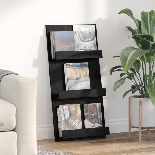 vidaXL Magasinreol med hylle Svart Eik 51 x 11 x 102 cm Konstruert tre vidaXL Magasinreol med hylle Svart Eik 51 x 11 x 102 cm Konstruert tre