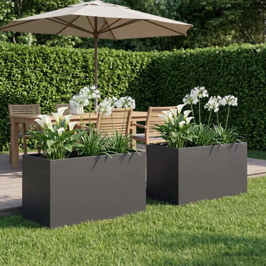 vidaXL Hageblomsterpotte 2 stk. Svart 100 x 50 x 50 cm Kaldvalsestål