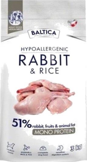 Baltic Agro Hypoallergen Baltica Nutraceutic Kanin & Ris Str M 3 kg