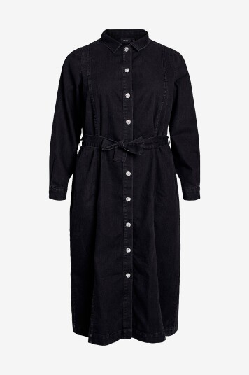 Zizzi Denimkjole jLullu L/S Midi Dress Svart Zizzi Denimkjole jLullu L/S Midi Dress Svart