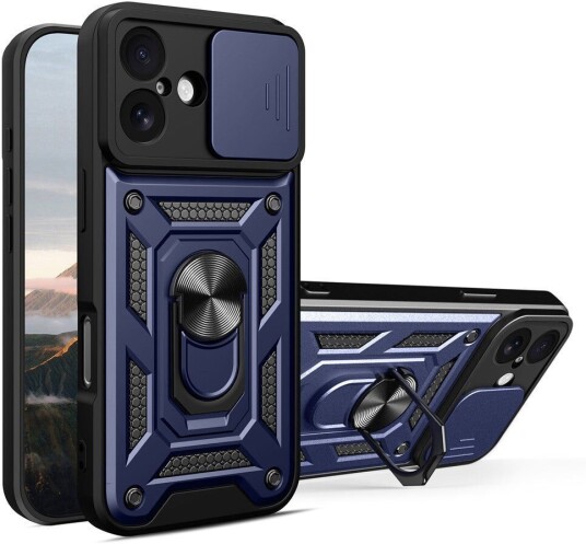 EIDERWOOD iPhone 17 Hybrid Håndverker Deksel m. Kickstand & Cam Slider Blå