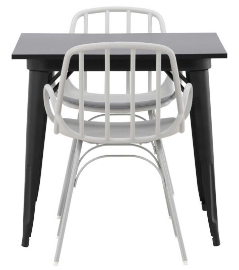 Venture Design Tempe & Dyrön spisegruppe Greige/svart 2 stoler & bord 80 x 80 cm