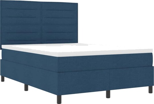 Box Spring Seng med madrass Blå 140x190 cm Stoff