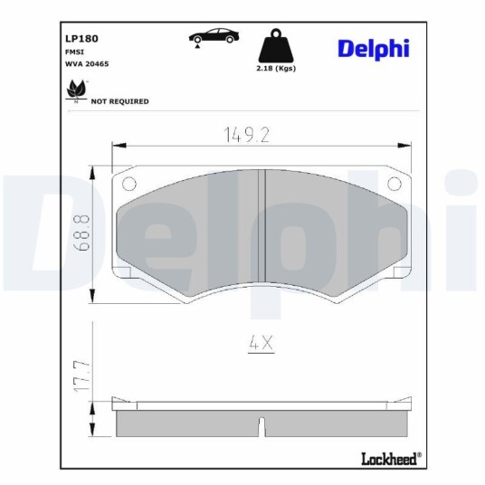Bremseklosser DELPHI LP180 Bremseklosser DELPHI LP180