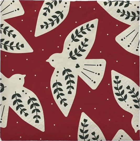Broste Copenhagen Saga Paper Napkin - BURGUNDY/DARK GREEN - 33X33 cm
