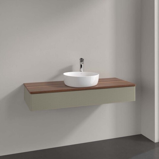 Villeroy & Boch Antao Servantskap med 1 skuff 120x50x19 cm u/lys Steingrå/Valnøtt Villeroy & Boch Antao Servantskap med 1 skuff 120x50x19 cm u/lys Steingrå/Valnøtt