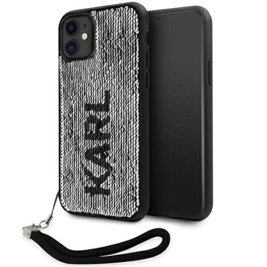 Karl Lagerfeld Hardcase til iPhone 11/Xr 6,1" med paljetter Sølv