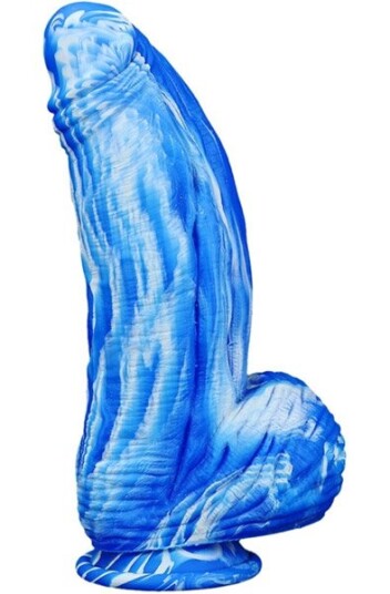 Silicone Dildo Fat Dick Blue-White 25cm