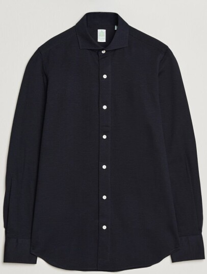 Finamore Napoli Cotton/Cashmere Jersey Shirt Navy