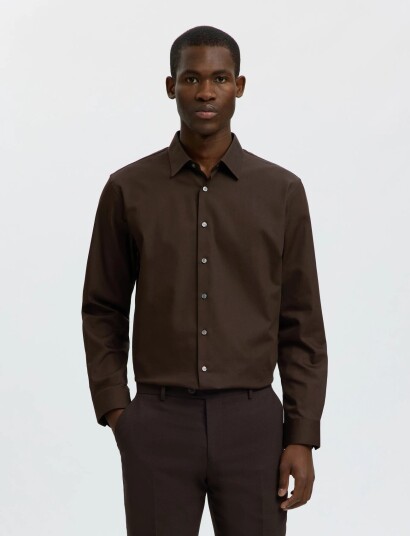 Selected Slmfilip Performance Slim Ls Shirt Noos Brown XL