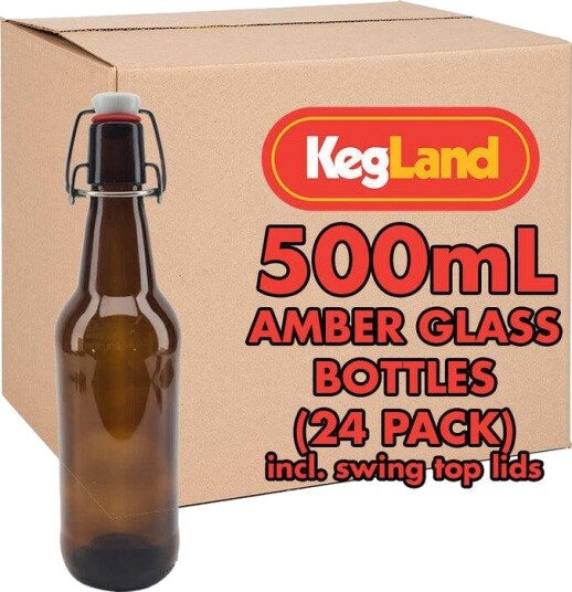 Kegland Eske med 24 stk 0.5 l patentkort flasker med patentkorker inkludert