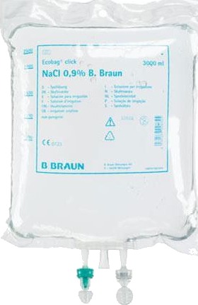 NaCl 9 mg/ml skyllevæske B. Braun Ecobag click 4x3000 ml