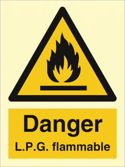 Danger L.P.G flammable - Etterlysende Vinyl HI150 - 200 x 150 mm