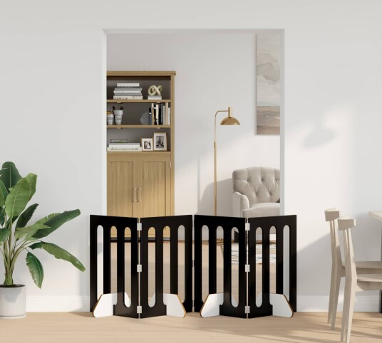 Vidaxl Folding Pet Fence 4 Stk. Svart Eik 201 X 38 X 70 cm