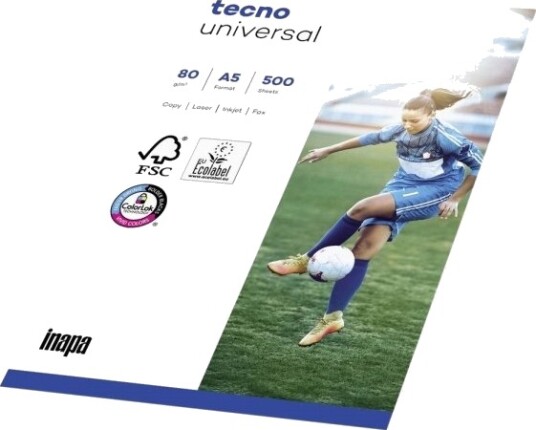 Inapa Tecno Universelt Skriver /Kontorpapir Din A5 80 G/M² 500 Ark Hvit