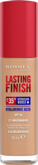 Rimmel Lasting Finish Foundation 210 Golden Beige - Full Coverage, 30 ml