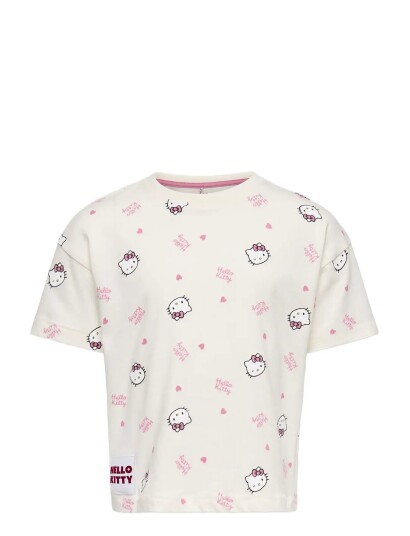 Kids Only Kmgkitty Life Ss Loose Printed Tee Jrs Cream 104