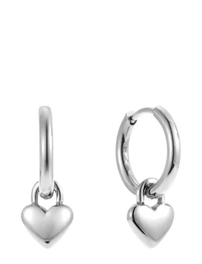 BY JOLIMA Heart Locker Huggie |Silver |One Size