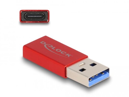 DELOCK USB 10 Gbps USB Type-A male to USB Type-C active female red