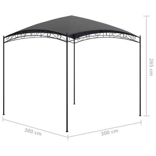 vidaXL Paviljong 3x3x2,65 m antrasitt 180 g/m²
