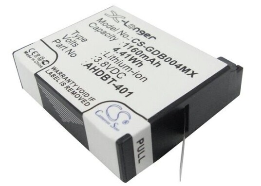 Batteri for kamera for Gopro Hero 4 Hero 4 Silver Hero 4 Black og andre.